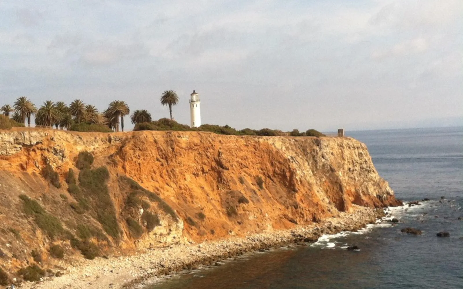 Landscape view of Portuguese Bend coastal area on the Palos Verdes Peninsula showing coastal cliffs and natural terrain
